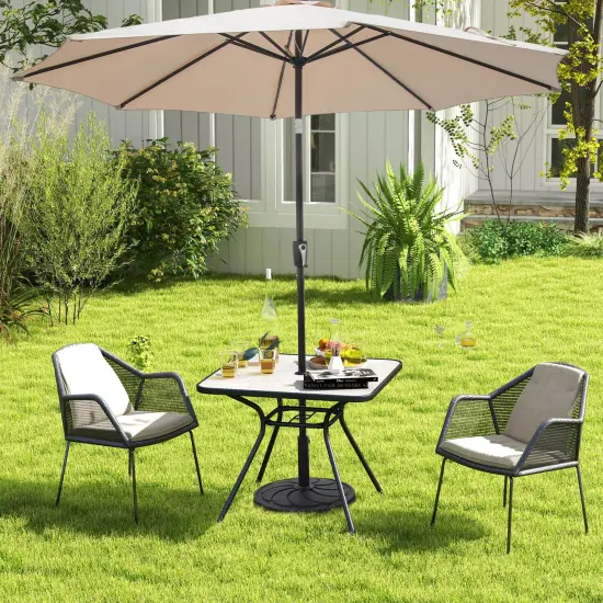 Costway Outdoor Dining Table 32'' x 32'' Patio Bistro Table with Umbrella Hole for 4 Persons {4}