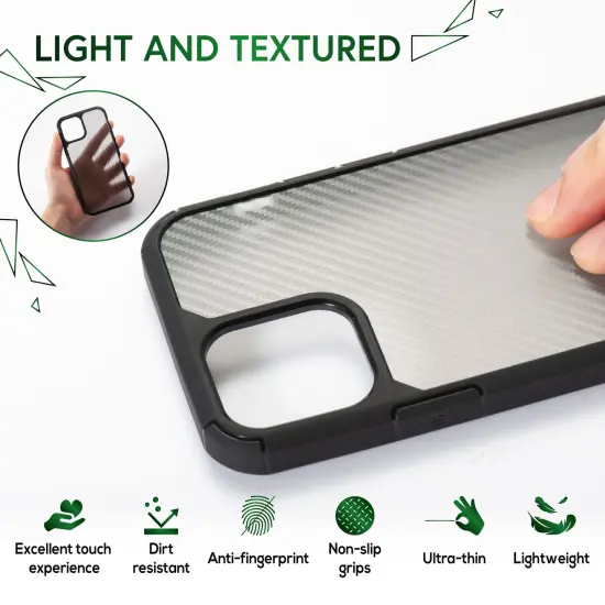 Insten Compatible with iPhone 12 Pro Max Case 6.7 inch (2020) Carbon Fiber Pattern, Matte Translucent PC & Flexible Frame Cover, Minimalist Design, Anti-shock, Full Body Protection, Black {6}