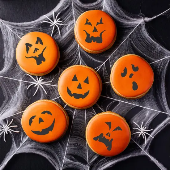 Mini Jack-o-Lantern Faces Cookie Stencil Set | C742 by Designer Stencils | Cookie Decorating Tools | {2}