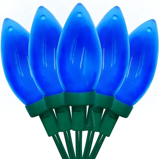 C9 Christmas Lights Outdoor 50 LED Blue Strawberry Waterproof String Lights Xmas Tree Indoor Decoration Plug in 34.5 Feet Used for Home Festive Courtyard Patio Garden(Blue) {3}