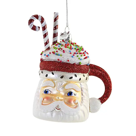 Noble Gems 5.0 Inch Santa Cocoa Mug Tree Ornament , Christmas Ornament Peppermint Multicolored {1}