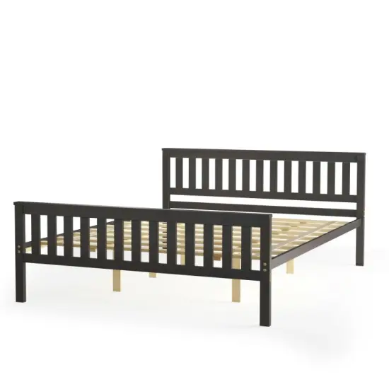 Wood Platform Bed with Headboard - Twin/Full/Queen Size, Sturdy Frame, Modern Design {9}