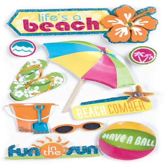 Paper House Life's A Beach Dimensional Stickers {1}
