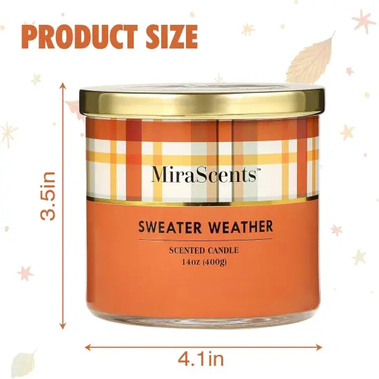 Fall Candle Sweater Weather Fall Candle Pumpkin Chai Latte Scented Autumn 3 Wicks Candle Gift 14 oz {3}