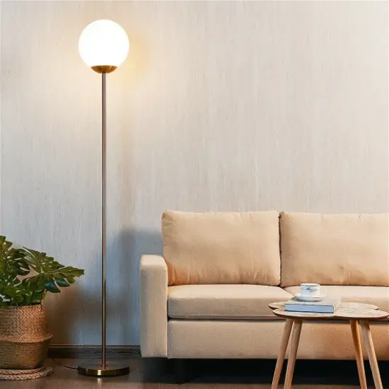 67 Inch Frosted Glass Globe Floor Lamp 9W LED Bulb Perfect for Any Room {2}