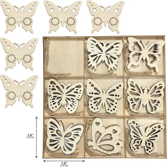 Pack of 45 Unfinished Wooden Butterfly Shaped Cutouts for DIY Crafts 3.5 Inch 5-Count Each {4}