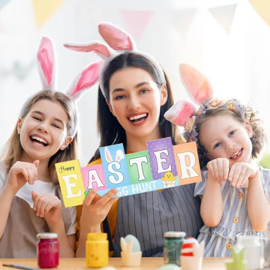 Easter Decorations Wooden Table Sign Spring Decorations Reversible Tabletop Decor Rustic Double-sided {4}