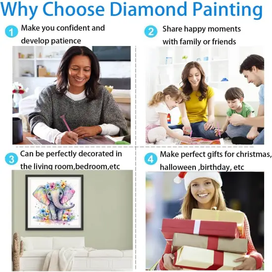 Baby Elephant Diamond Art Kits for Adults, Round Full Drill Diamond Painting Kits for Beginners Gem Art {1}