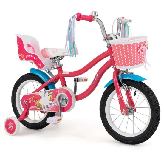 Honeyjoy 14/18 Inches Kids Bicycle with Training Wheels & Basket for Boys & Girls {8}