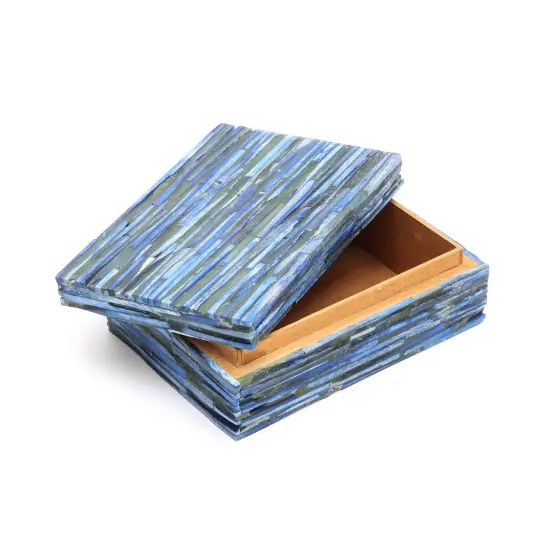 Decorative Storage Box with Bone Material In sky Blue Color - 6.25"X 4.25" X 2" {5}
