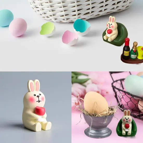 Miniature Bunny Figurines, Mini Rabbit Holding Red Wine Figurine, Resin Rabbit Easter Bunny Decor for Home Indoor Decoration, Cute Rabbit Gifts for Rabbit Lovers (Green Safa) {4}