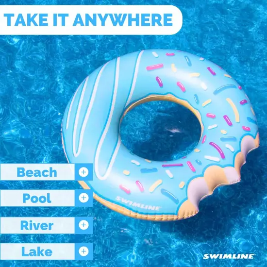 Swimline Inflatable Donut Swimming Pool Ring - 42" - Blue {5}
