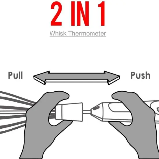 2 in 1 Stainless Steel Whisk Egg Beater & Instant thermometer Probe 12 inch for Cooking Candy, Yogurt, Chocolate, Butter Cream, Sause, Cake {5}