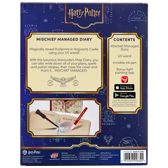 Wizarding World: Mischief Managed Diary - Marauders Map Secret Flip-Pad Notebook, Invisible Ink Pen, Mini UV Reveal Wand, Collectible Harry Potter Set {3}