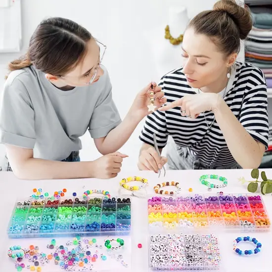 2350pcs, 64 Colors, Pony Beads for Bracelet Making Kit, Rainbow Kandi Beads Friendship Bracelet Kit, Letter Beads and Elastic Strings for Bracelet Necklace Making, Craft Gifts Set for Girls {4}