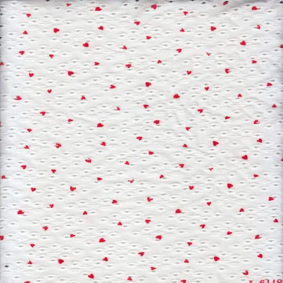 1 Yard Ivory & Red Knit Jacquard Eyelet Heart Print Fabric Stretch Polyester Spandex 58/60 Inches Wide {4}