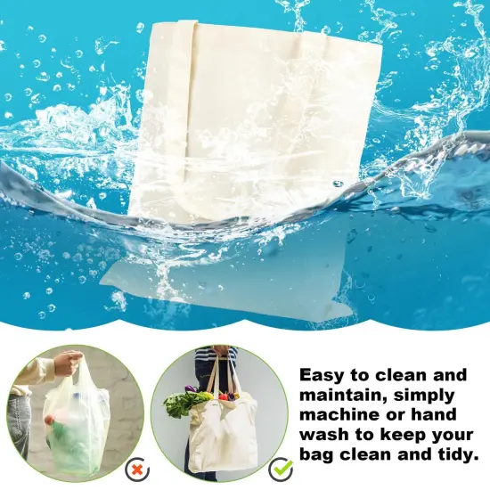 Canvas Tote Bag - 4 PCS Cotton Canvas Reusable Grocery Shopping Blank Tote Bag with Handles for Crafts DIY, Gift, Advertising Promotion Activity {5}