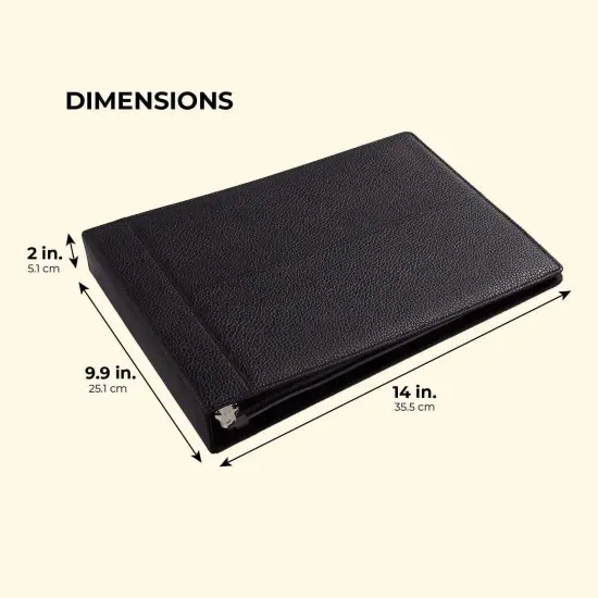 7-Ring Business Check Binder for Checkbooks Organization, Financial Records, Personal and Corporate Use, Black Faux Leather Folder for 600 Checks (14 x 10 Inches) {4}