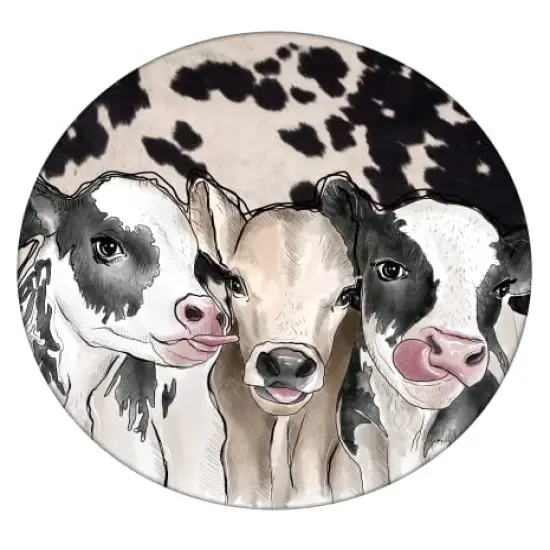 Cute Calf Cows Ceramic Car Coaster Set for Women Man 2.56" (2 Pack) {1}