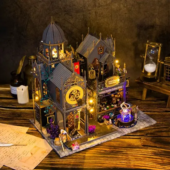 Magic Castle Dollhouse Kit - Miniature Wizardi Roombox Kit {5}