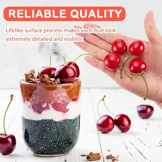 50 Pieces Fake Cherries Artificial Fruit Decorations {3}