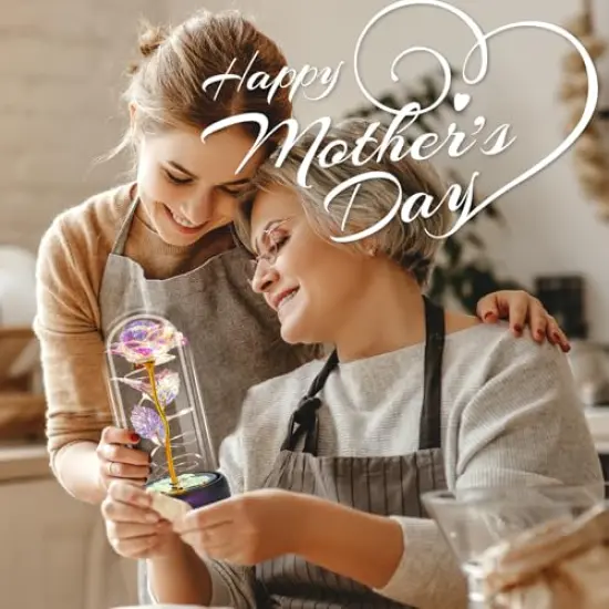Rose Mothers Day Flowers Gifts for Mom from Daughter Son, Birthday Gifts for Women Wife Mom Grandma Nana, Light Up Rose Flowers in Glass Dome, Gifts for Teacher Mother's Day Anniversary {6}