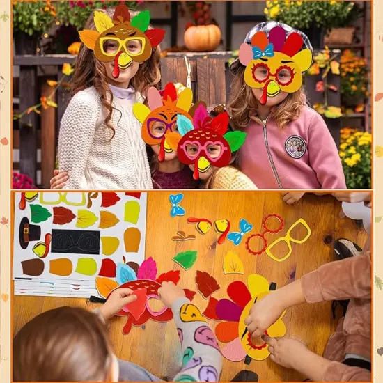 16PCS Thanksgiving Crafts for Kids - Turkey Masks {3}