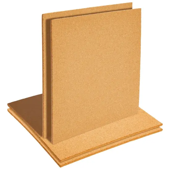 4-Pack Cork Board Tiles, 1/4-Inch Natural Square Cork board Tiles for Bulletin Boards, Coasters, Countertop Pot and Pan Holders, and DIY Arts and Crafts (12x12 in) Brown {1}