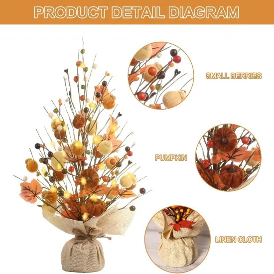 Berry Maple Leaf Pumpkin Tree Tabletop Decor {2}