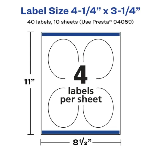 Avery Glossy Clear Oval Labels with Sure Feed, 4.25" x 3.25" {5}