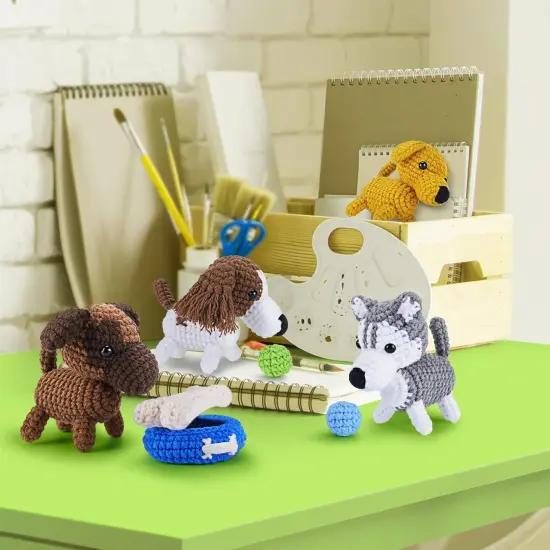 Crochet Kit, 9pcs Crochet Kit for Beginners w Step-by-Step Video Tutorials, Learn to Crochet Kits for Adults Kids, DIY Knitting Supplies-Husky, Golden Retriever, Springer Spaniel, Pug {5}