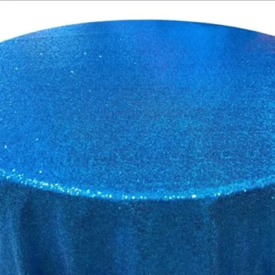 1 Yard Glitz Sequin Tablecloth Round 120 Inch Sparkling Polyester Linen for Weddings and Events Aqua {5}