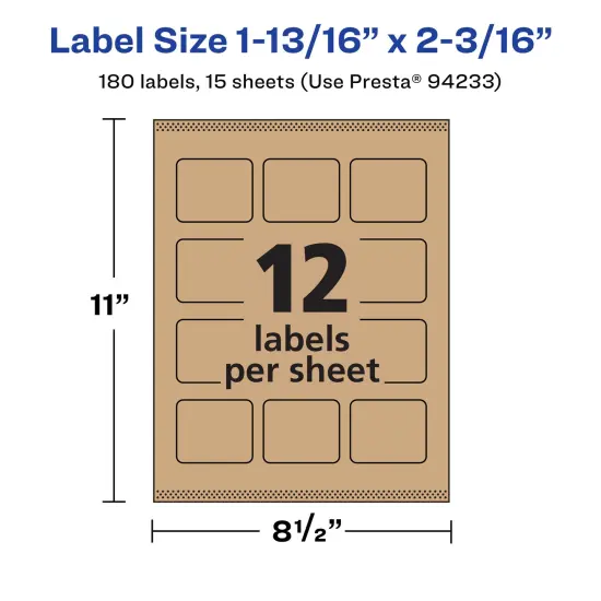 Avery Kraft Brown Rectangle Labels with Sure Feed, 1-13/16" x 2-3/16" {5}