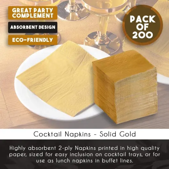 Cocktail Napkins, Mustard Yellow Paper Napkins (5 x 5 Inches, 200 Pack) {4}