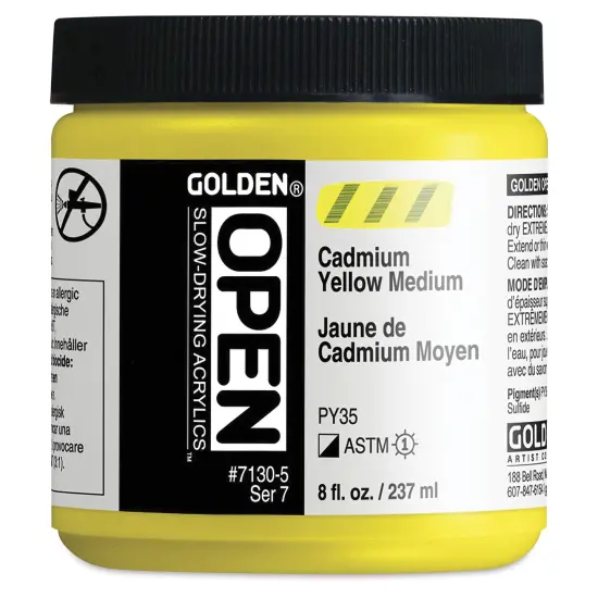 Golden Open Acrylics - Cadmium Yellow Medium, 8 oz Jar {2}