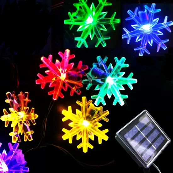 Inngree Solar Christmas Fairy String Lights 20 ft 30 LED 8 Modes Solar Snowflake Outdoor Waterproof Powered String Lights for Garden Patio Yard Home Christmas Tree Parties(Multicolor) {5}