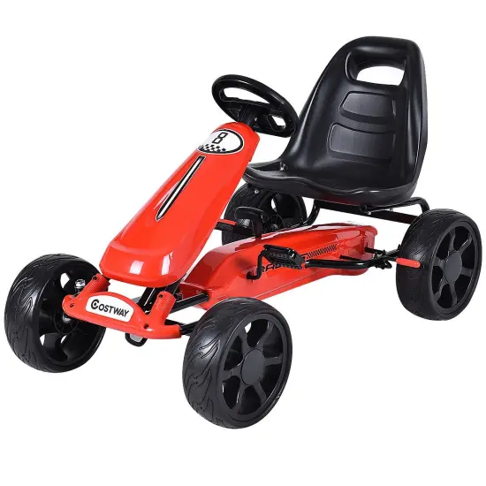 Costway Go Kart Kids Ride On Car Pedal Powered 4 Wheel Racer Stealth Outdoor Toy {1}