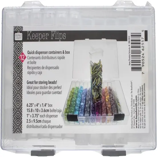 The Beadsmith Personality Case - Clear Storage Organizing System 6.25 x 4 x 1.4 inches - Includes 12 flip top Boxes 1 x 3.75 inches each, for organizing and storage {4}