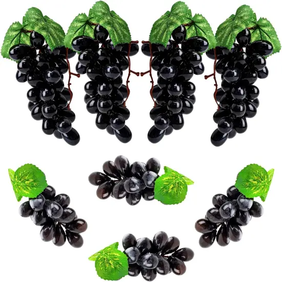 8 Bunches Artificial Grapes - Black {1}