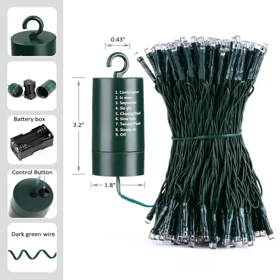 Joomer Battery Christmas String Lights, 66ft 200LED Fairy Lights Battery Operated Timer 8 Modes Waterproof for Outdoor Home Garden Party Holiday Christmas Trees Decoration (Multicolor) {3}