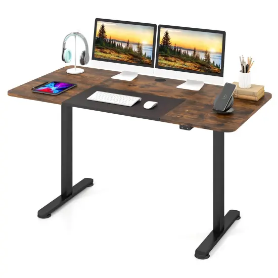 Costway Electric Height Adjustable Standing Desk, Sit to Stand Computer Workstation Home Office Desk {1}