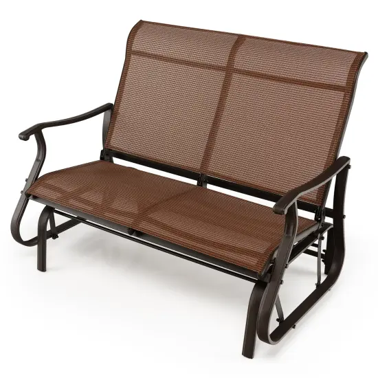 Costway 2-Person Patio Swing Glider Bench Loveseat Rocking Chair High Back Deck {3}