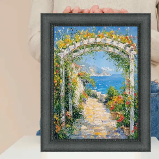 Gothic Wooden Black Scoop Bead Picture Frame 27x41 frame {1}