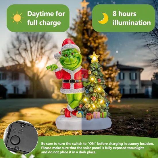 YDKOJGW Solar Garden Outdoor Statues with Succulent and 7 LED Lights - Lawn Decor Tortoise Statue for Patio, Balcony, Yard Ornament - Unique Housewarming Gifts (Green G) {4}