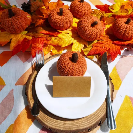 6 Faux Fall Orange Crochet Pumpkins {4}