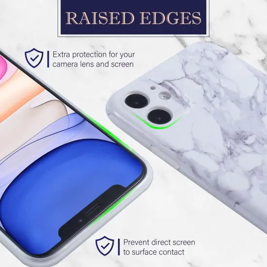 Glossy Marble Case For iPhone 11 6.1 inch (2019), Soft Flexible Slim TPU Gel Rubber Smooth Cover, Shockproof and Anti-Scratch, White Marble by Insten {4}