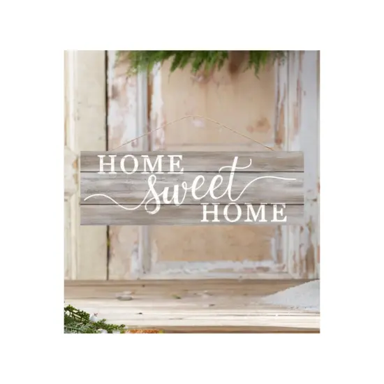 15" Wooden Sign: Home Sweet Home (Grey Washed) {3}