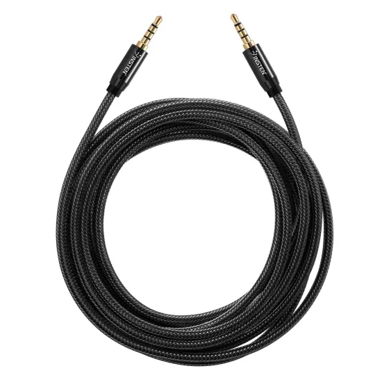 3.5mm Audio Cable, Male to Male, TRRS Stereo with Microphone, Nylon Braided Jacket (10 Feet, Black) {7}