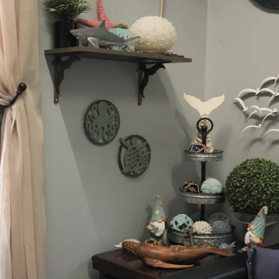 Cast Iron Trivet Set: Nautical Octopus & Sea Turtle Design, Verdigris Finish {6}