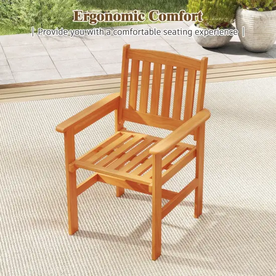 Costway Patio Chairs Set of 2/4 Outdoor Wooden Dining Chairs with Inclined Backrests {2}